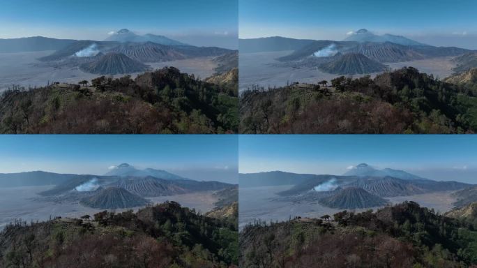 印尼爪哇岛布罗莫火山日出航拍自然风光