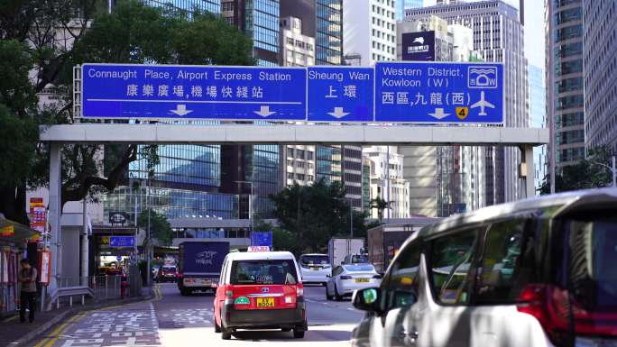 香港巴士公交站城市道路香港街头路标指引牌