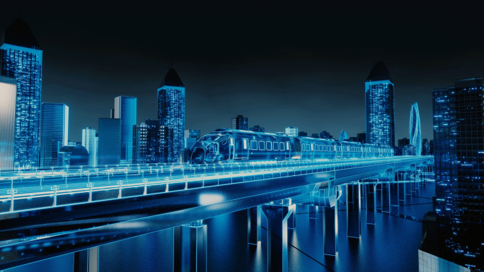 蓝色科技数字城市高速穿梭AE+C4D工程