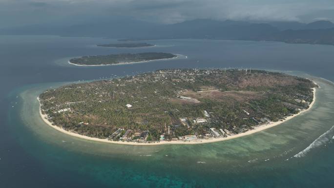 印度尼西亚吉利群岛航拍海滨自然风光
