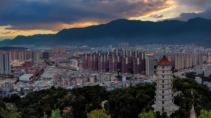 宁德市 地标 万达广场 先锋广场 塔山公