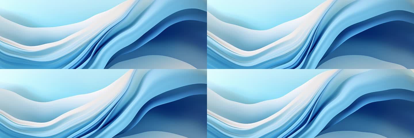 6k蓝色抽象曲线流体 蓝色液体波浪背景