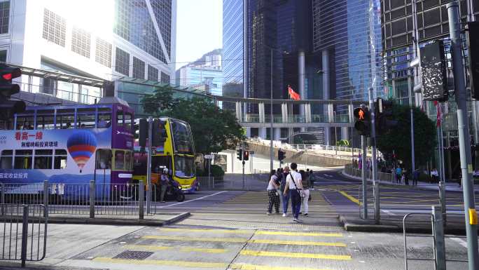 香港街道交通路况道路车流城市道路人群人流