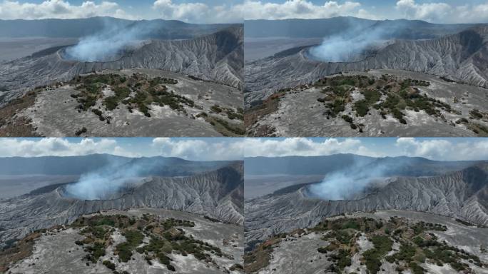 印尼爪哇岛布罗莫火山口航拍自然风光