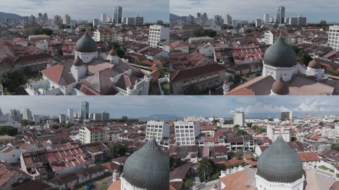 log模式航拍吉隆坡槟城甲必丹吉灵清真寺