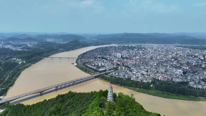 航拍四川旅游5A级阆中古城全景街景