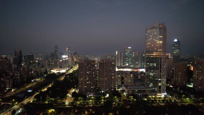 广东惠州城市夜幕降临夜景灯光航拍