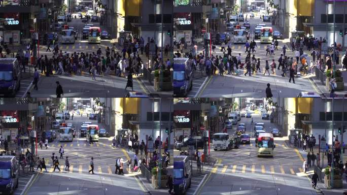 香港街道交通路况道路车流城市道路人群人流