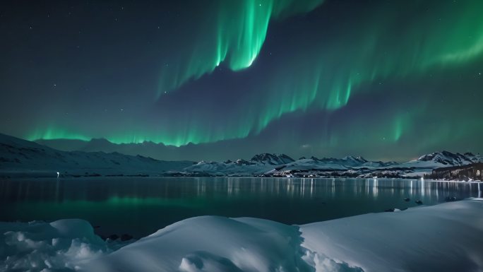 4K极光北极极昼夜空星空梦幻唯美背景