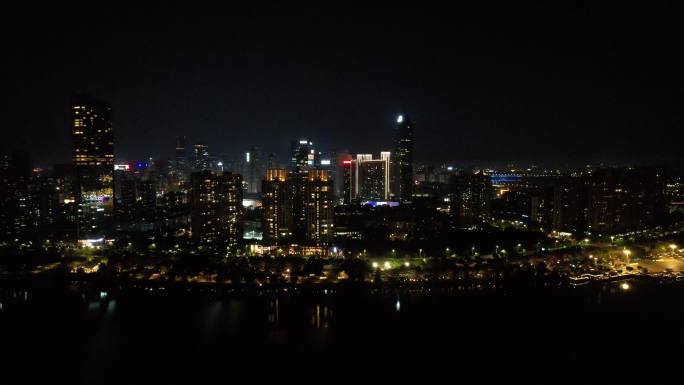 广东惠州城市夜景灯光航拍