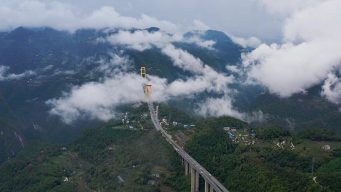 沪渝高速G50四渡河大桥航拍4K