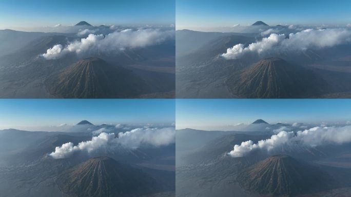 印尼爪哇岛布罗莫火山日出航拍自然风光