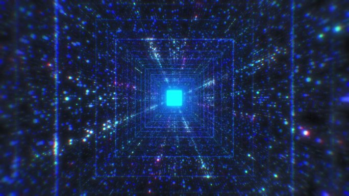 蓝色科技粒子空间隧道穿梭