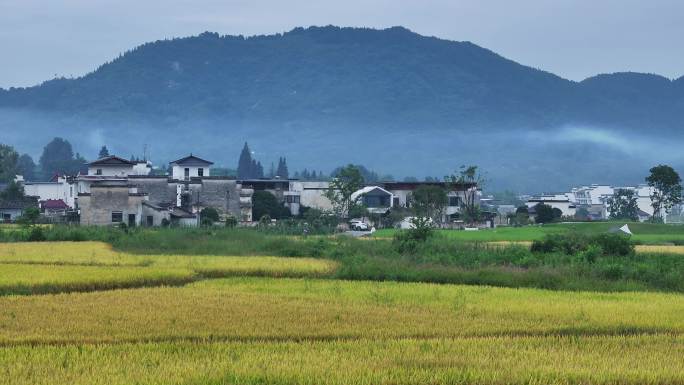 4K黄山黟县徽州古建筑村镇云雾