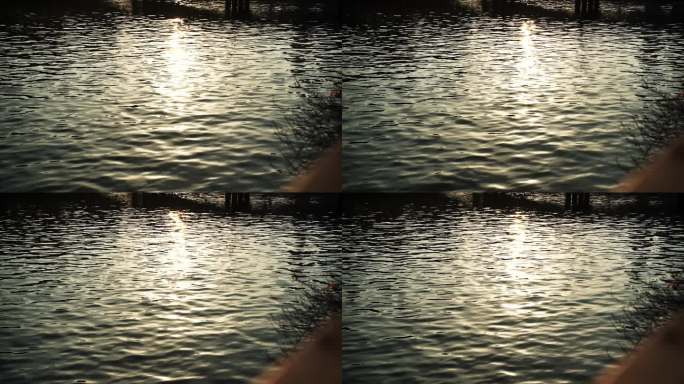 水面湖光金色水面波光粼粼河流黄昏波光