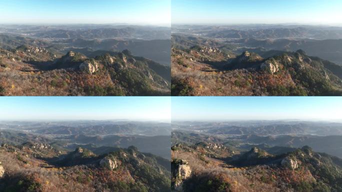 航拍千山山巅石峰景色