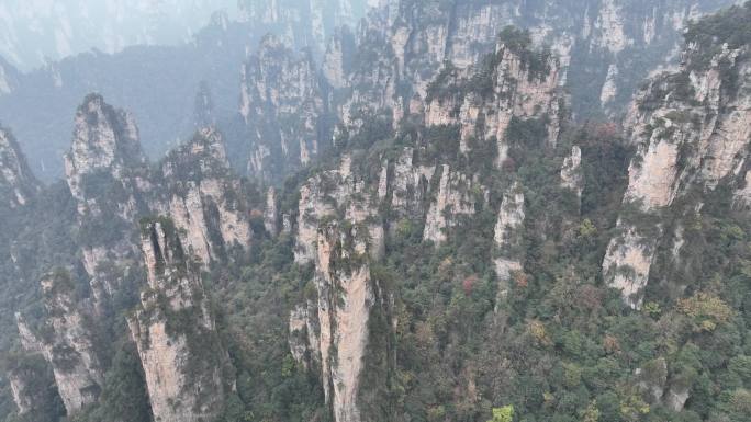 航拍湖南张家界国家森林公园石峰岩石原素材