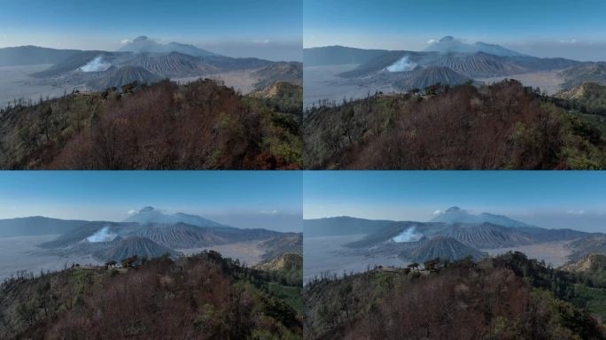 印尼爪哇岛布罗莫火山日出航拍自然风光