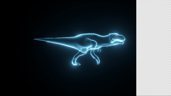科技全息投影恐龙（透明背景可循环）