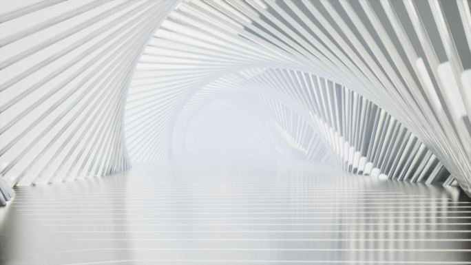 4K白色唯美 隧道穿梭 抽象概念设计