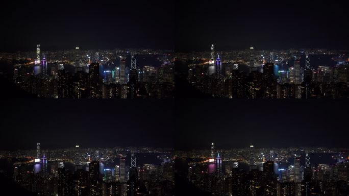 太平山顶看香港夜景晚上城市建筑夜晚风光