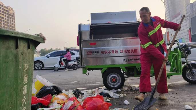 清洁工环卫工清扫道路卫生清洁道路