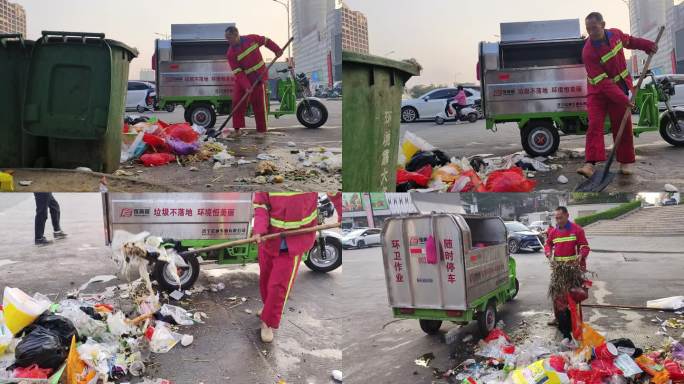 清洁工环卫工清扫道路卫生清洁道路