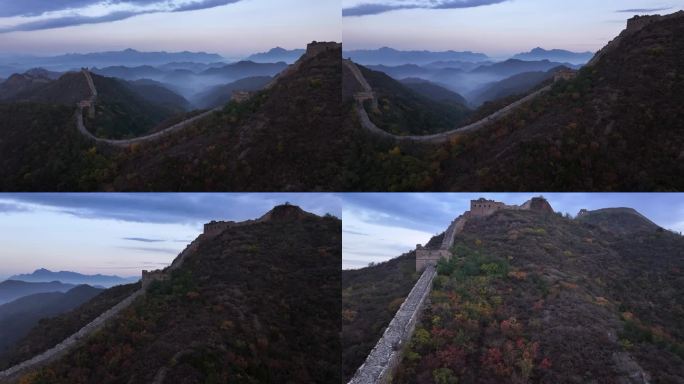 航拍金山岭长城层峦叠嶂