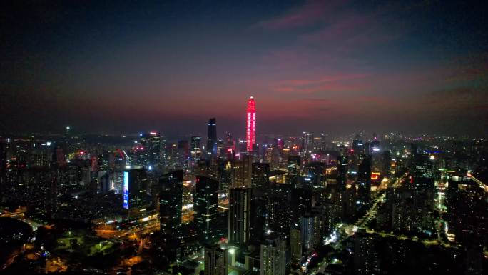 深圳福田晚霞地标建筑夜景 中心