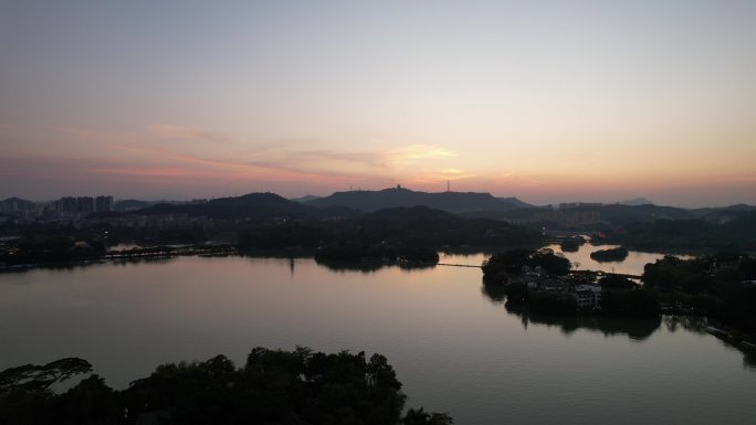 广东惠州西湖5A景区日落晚霞夕阳航拍