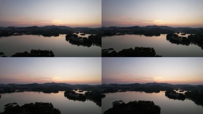 广东惠州西湖5A景区日落晚霞夕阳航拍