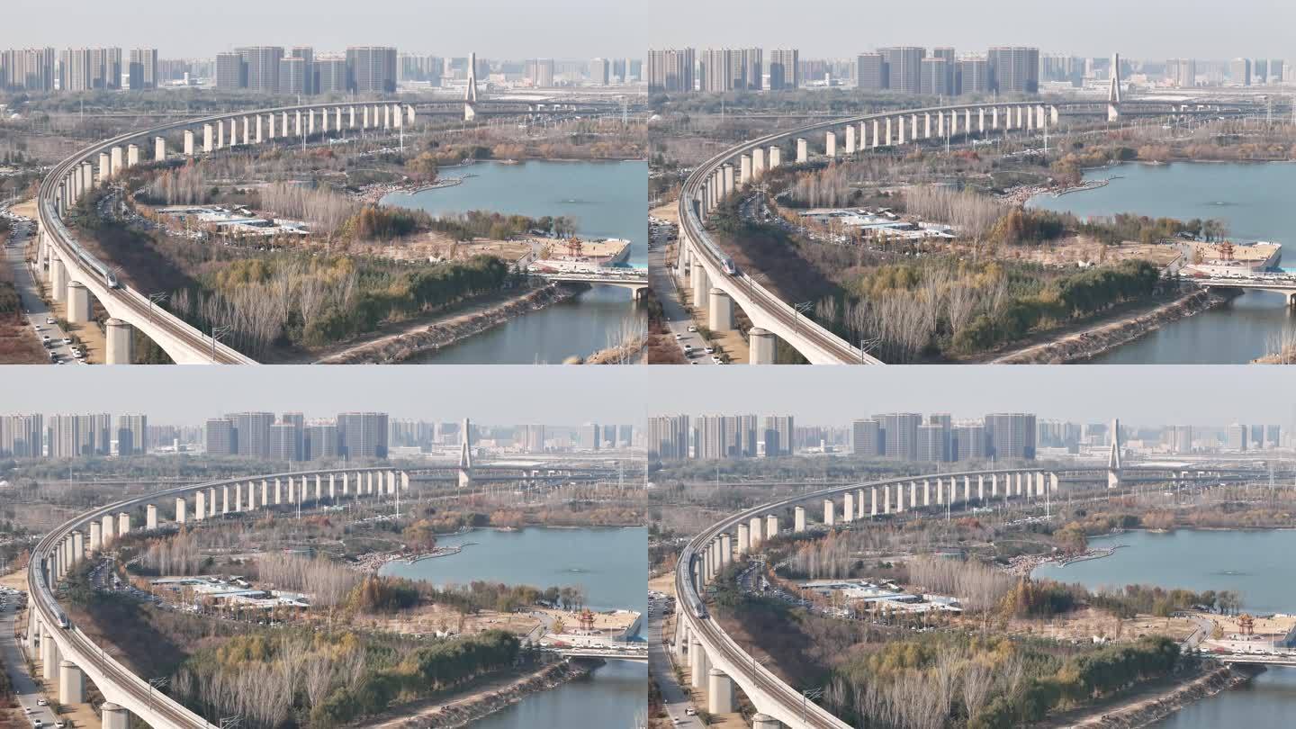 河南交通郑州交通公路桥铁路桥高铁航拍