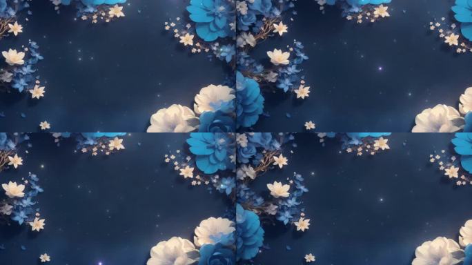 4K宽屏大屏梦幻唯美意境蓝色花背景