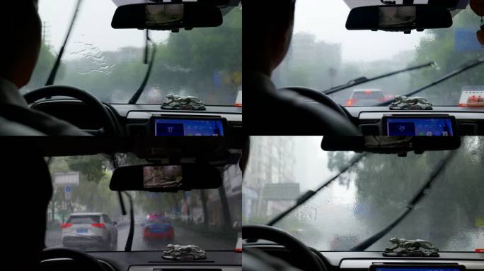 下雨天开车视频素材