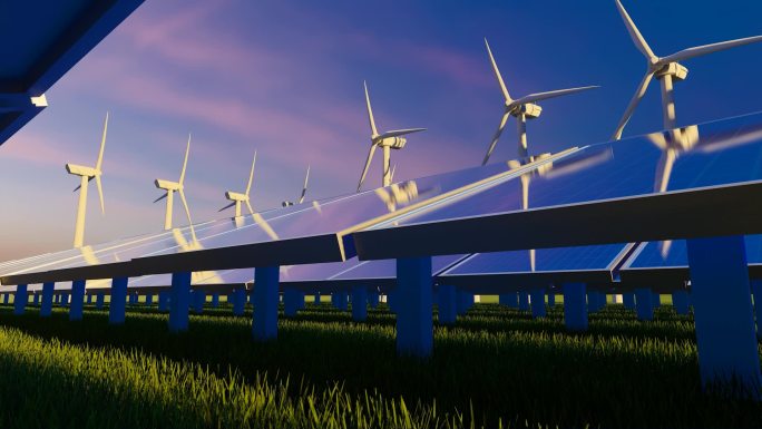绿色环保新能源太阳能和风力发电