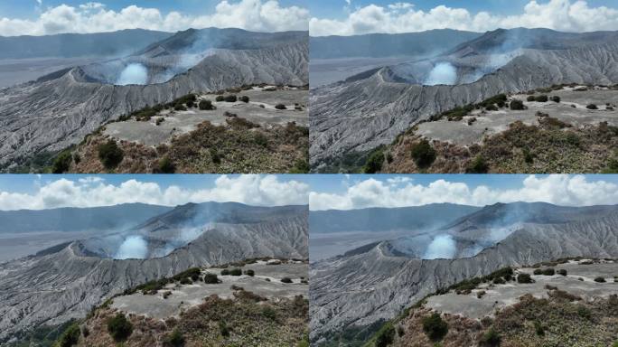 印尼爪哇岛布罗莫火山口航拍自然风光