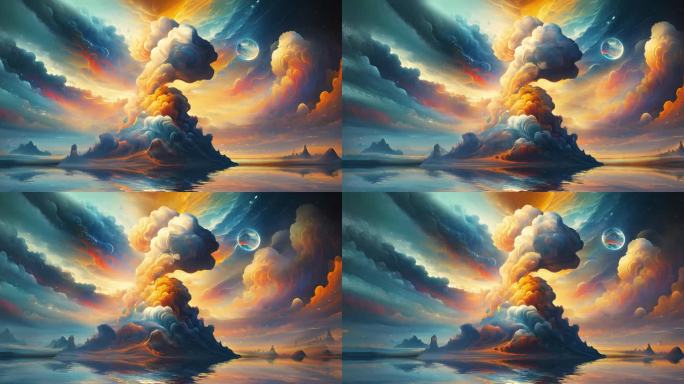 原创4K抽象云彩油画