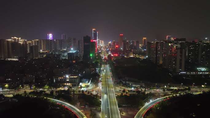 湛江城市海湾大桥及公路夜景航拍01