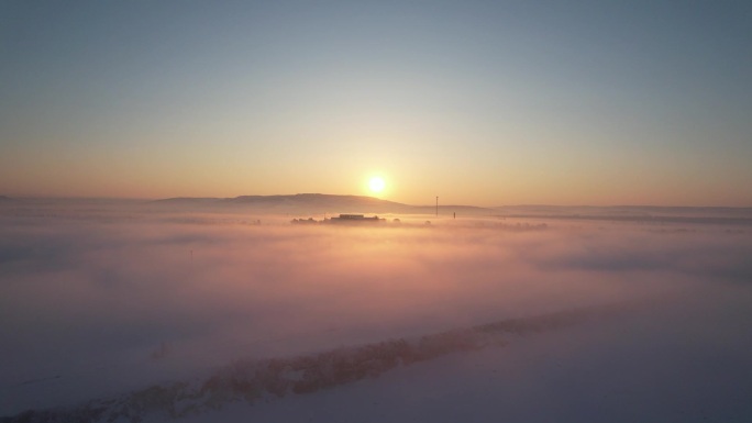 冬季云海雾凇航拍素材4