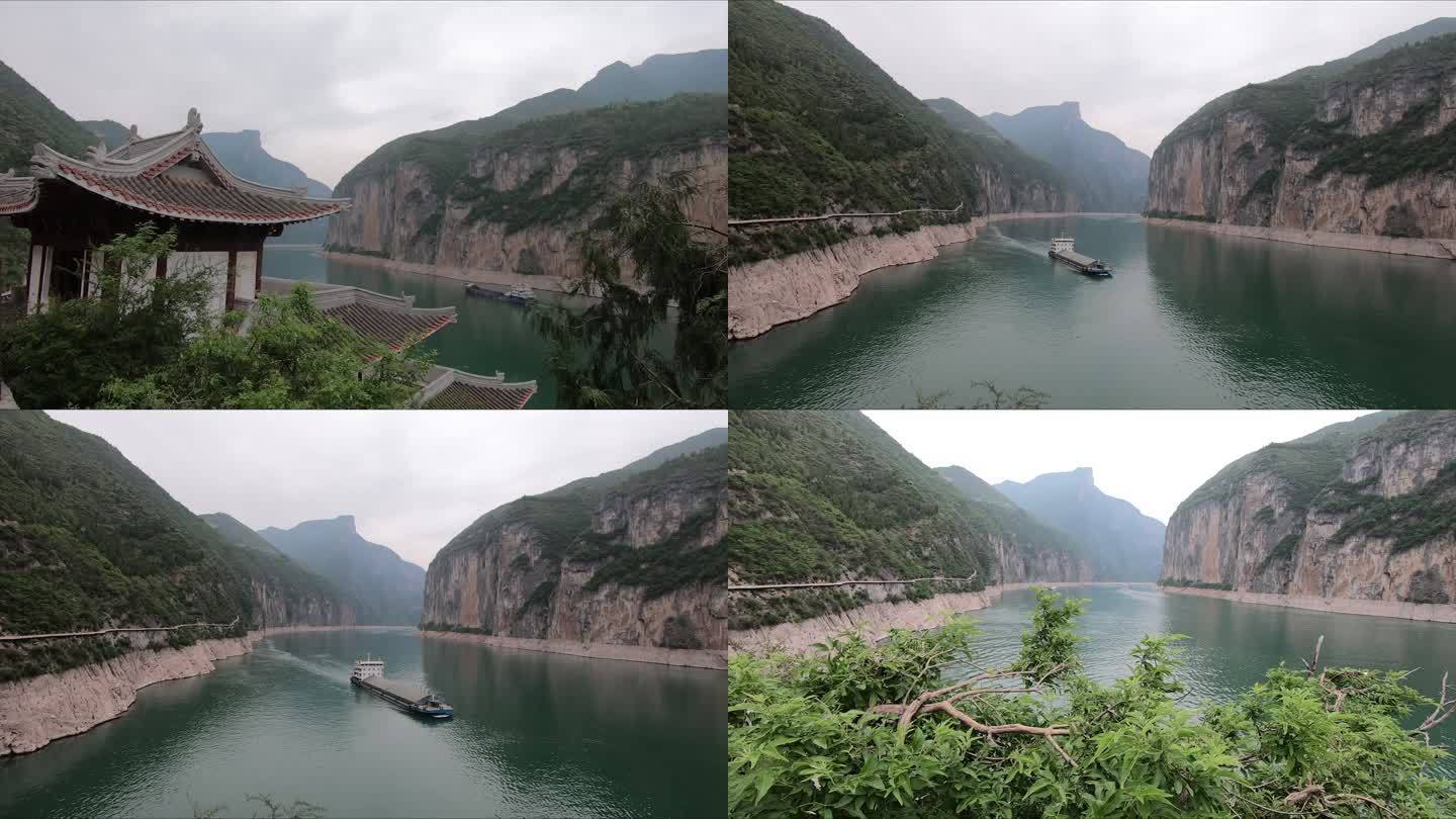 长江三峡三峡两岸风光游船大自然