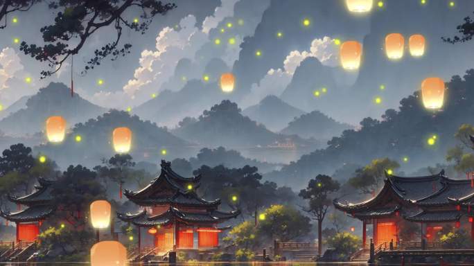 中国风古代夜晚背景7