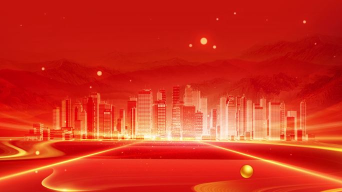 红色城市背景AE模板