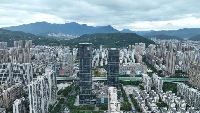 福建省龙岩市新罗区龙岩大道城市大景航拍