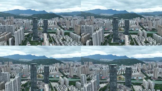 福建省龙岩市新罗区龙岩大道城市大景航拍