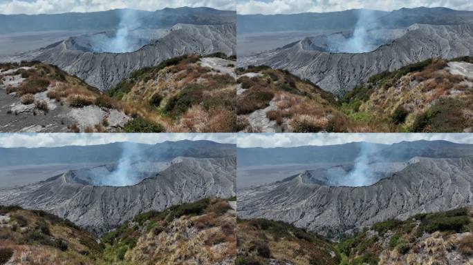 印尼爪哇岛布罗莫火山口航拍自然风光