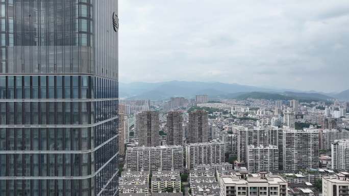 福建省龙岩市新罗区龙岩大道城市大景航拍