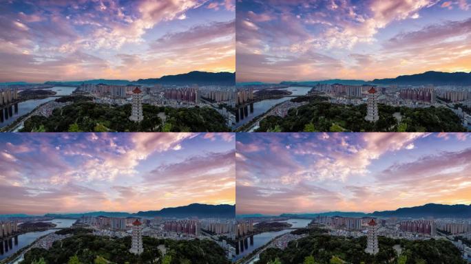 宁德市 地标 万达广场 先锋广场 塔山公