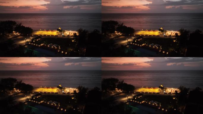 印尼龙目岛吉利群岛海滨夜景自然风光航拍