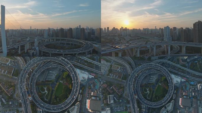 上海经济发展的标志 雄伟南浦大桥英姿4K