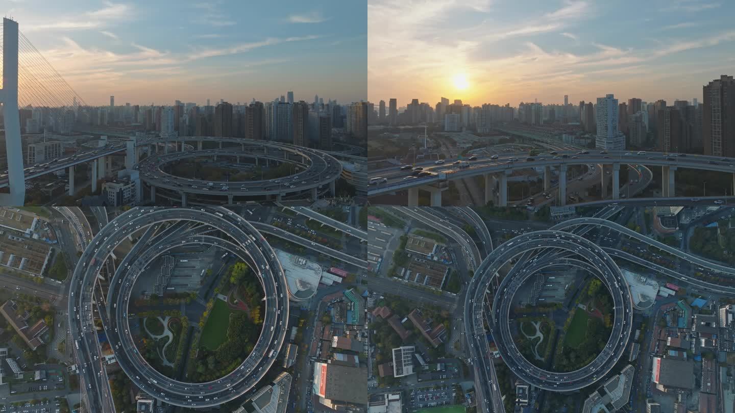 上海经济发展的标志 雄伟南浦大桥英姿4K